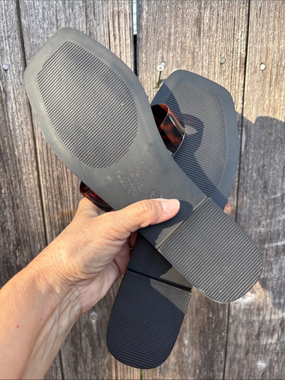 Madden Girl Tortoise Shell Pattern Slide Sandals - Brown/Black Size 10 - Picture 2 of 2